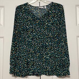 Susan Graver Liquid Knit Printed Top, Size XL